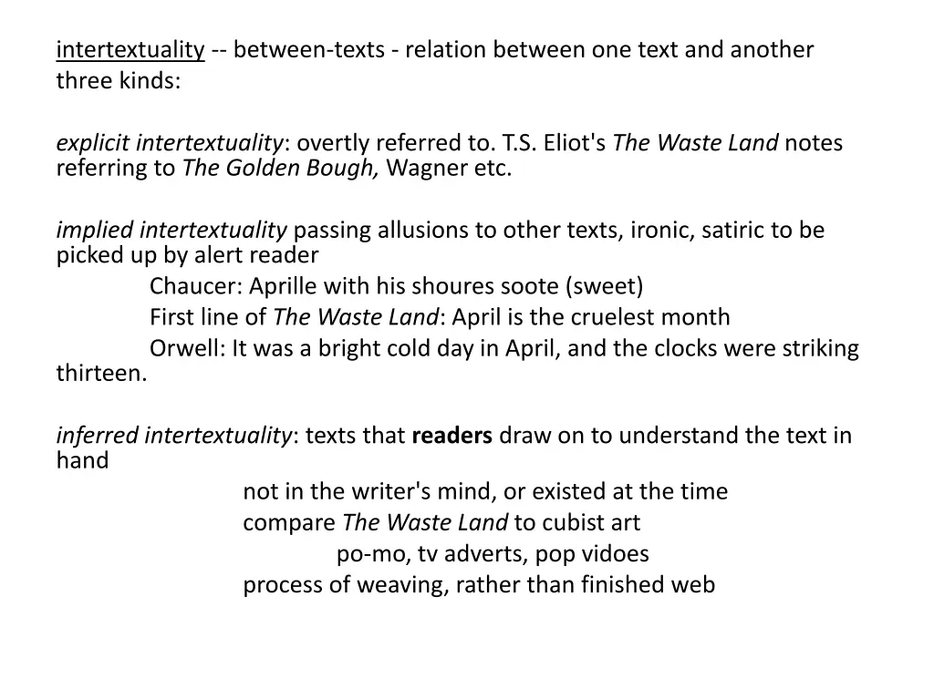 intertextuality between texts relation between