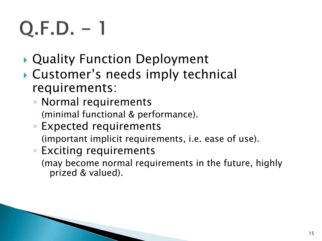 quality function deployment customer s needs