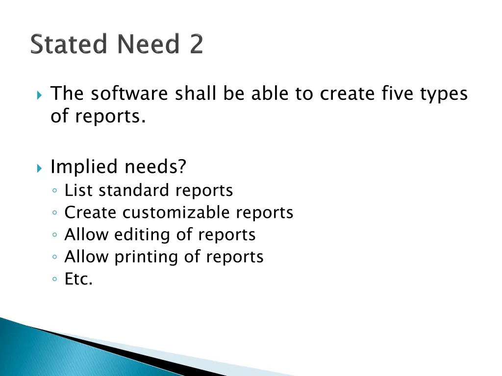 the software shall be able to create five types 1
