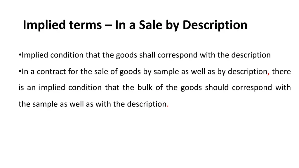 implied terms in a sale by description