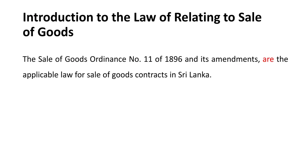 introduction to the law of relating to sale