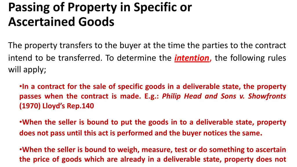 passing of property in specific or ascertained