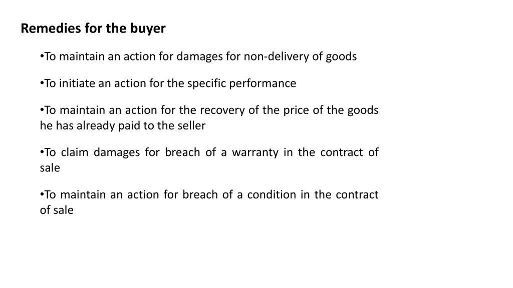 remedies for the buyer