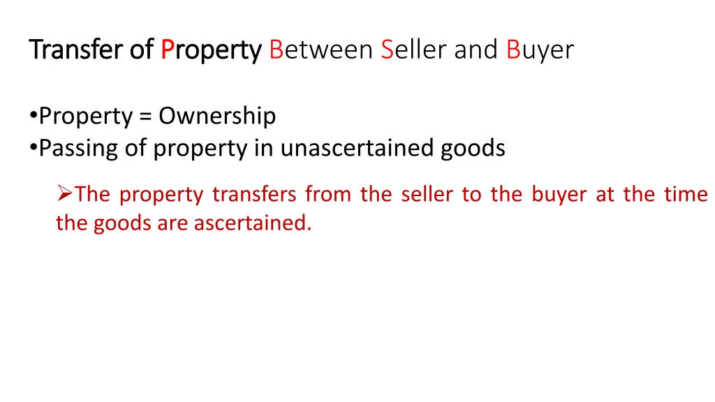 transfer transfer of of p property