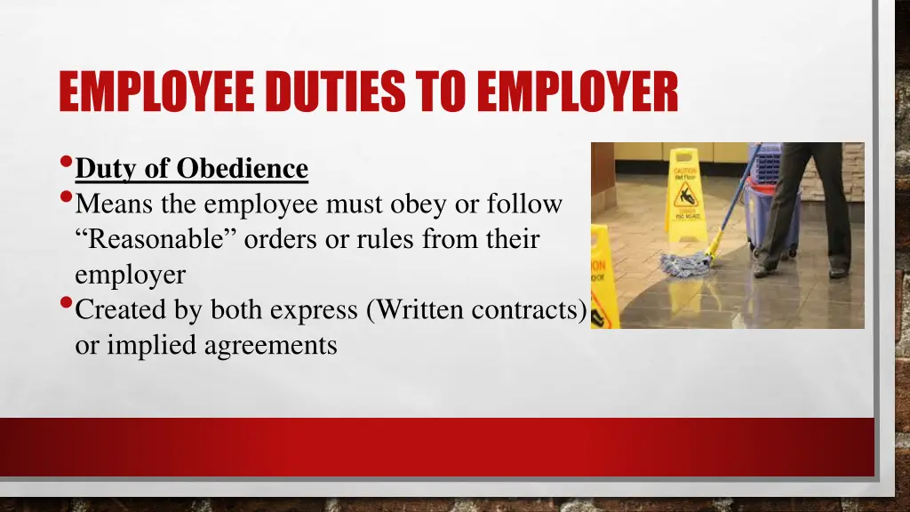 employee duties to employer duty of obedience