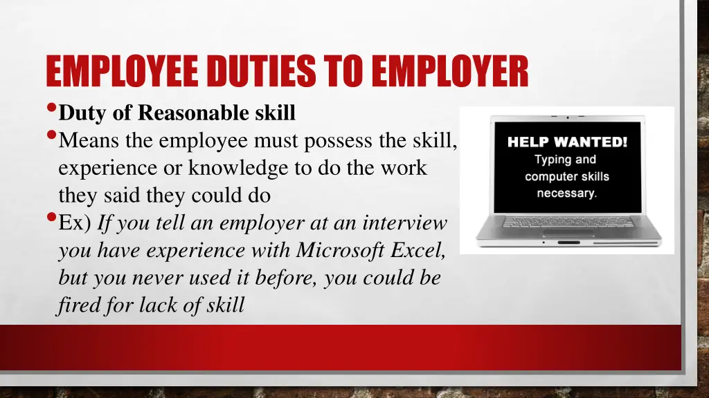employee duties to employer duty of reasonable
