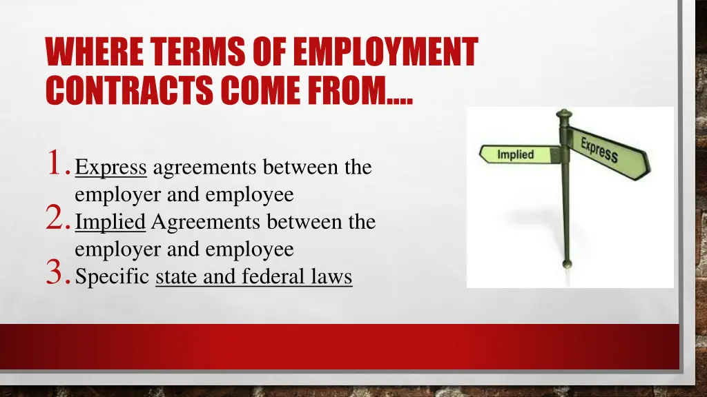 where terms of employment contracts come from