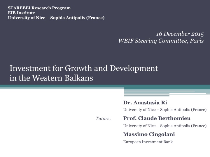 starebei research program eib institute