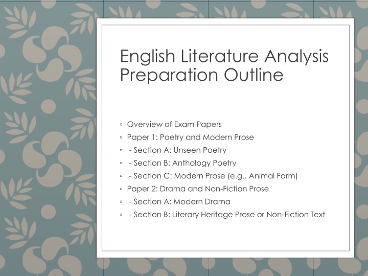 english literature analysis preparation outline
