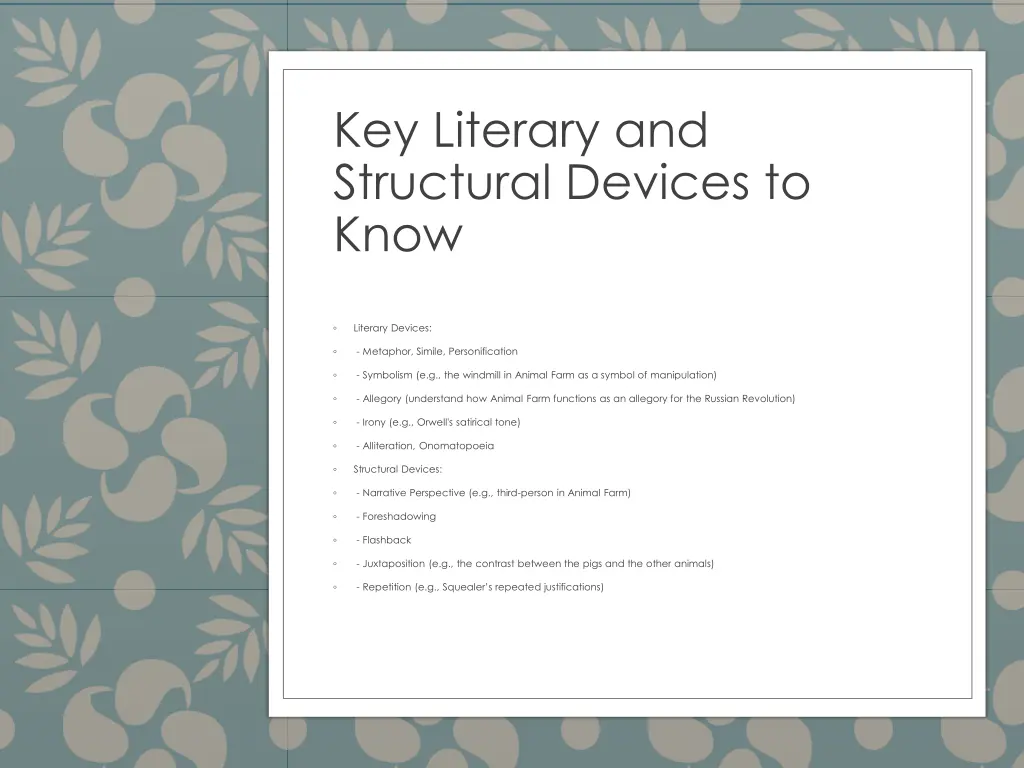 key literary and structural devices to know