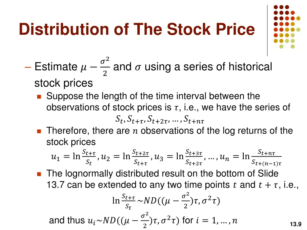 distribution of the stock price 5