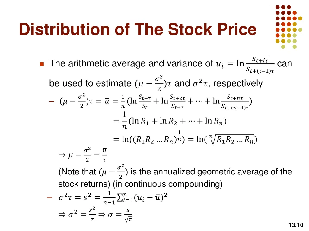 distribution of the stock price 6