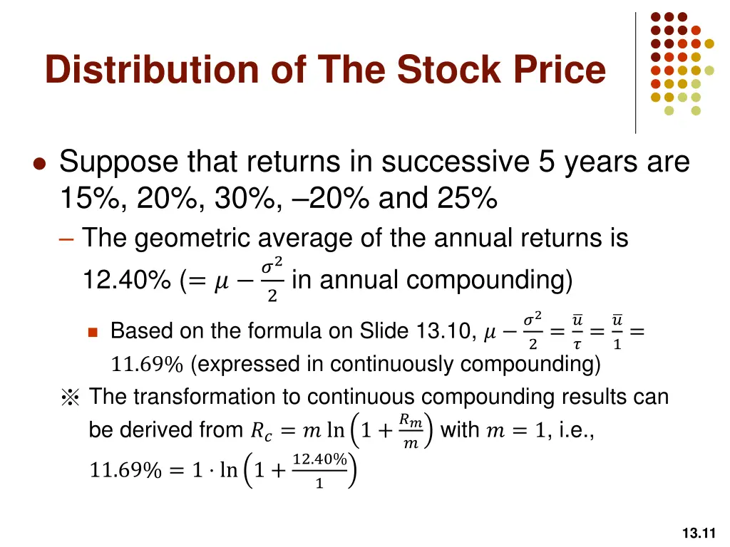 distribution of the stock price 7