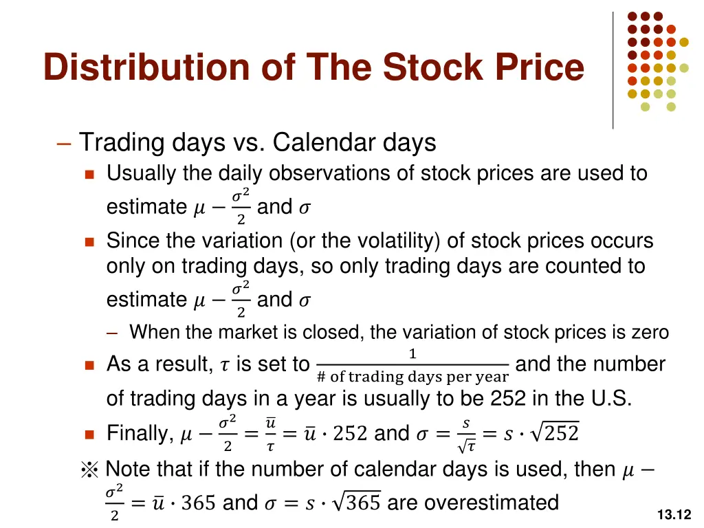 distribution of the stock price 8