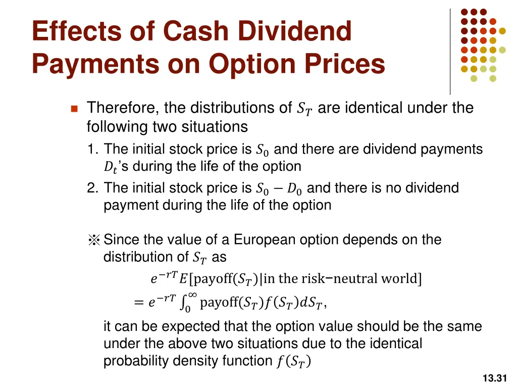 effects of cash dividend payments on option prices 1