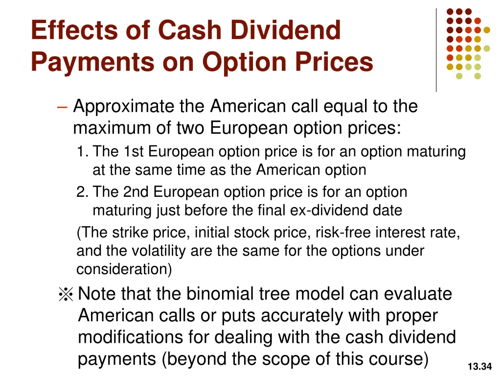 effects of cash dividend payments on option prices 4