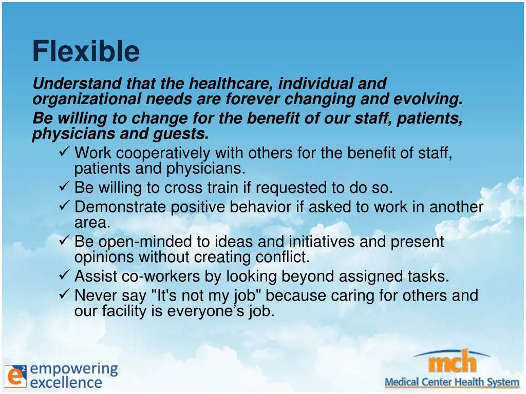flexible understand that the healthcare