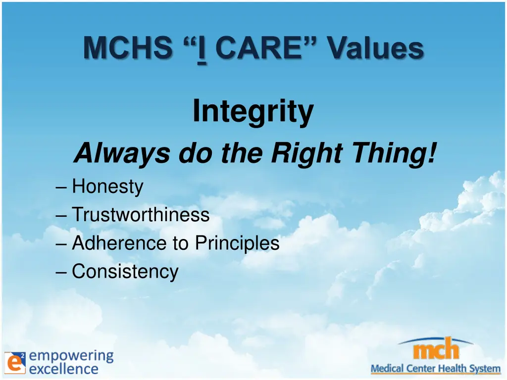 mchs i care values