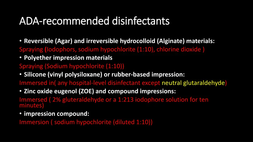 ada ada recommended disinfectants recommended 1