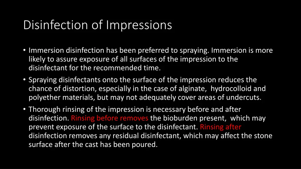 disinfection of impressions 1