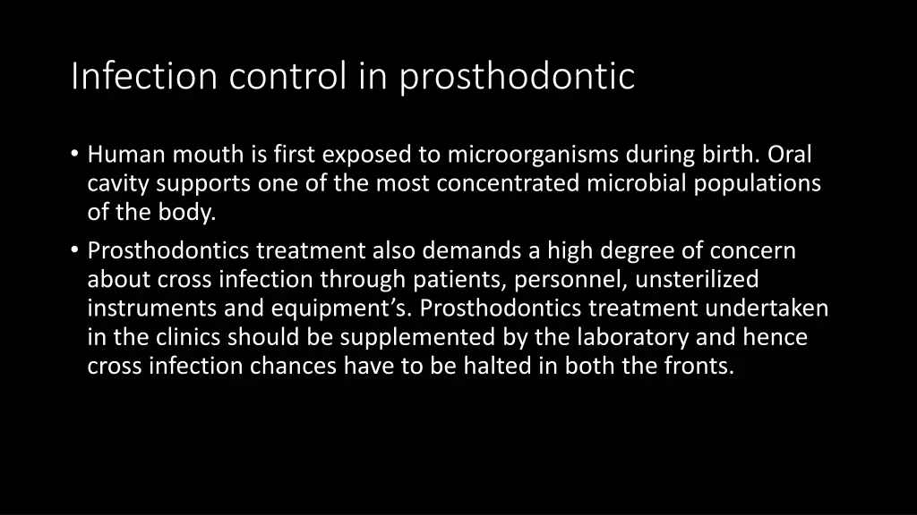 infection control in prosthodontic