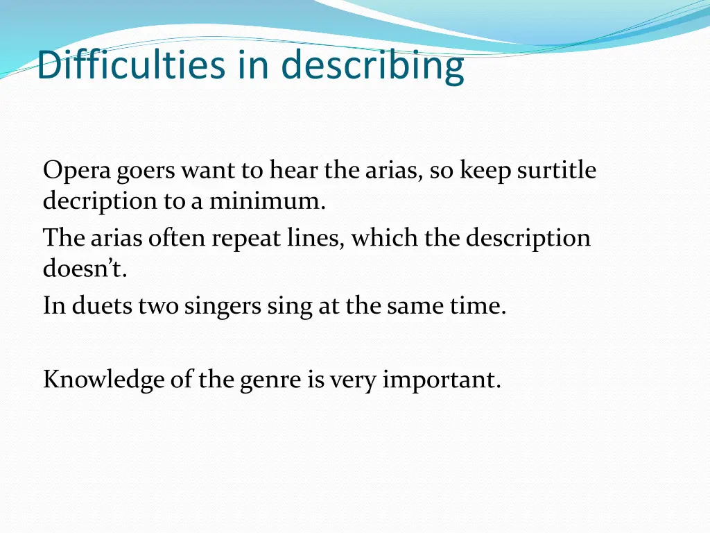 difficulties in describing
