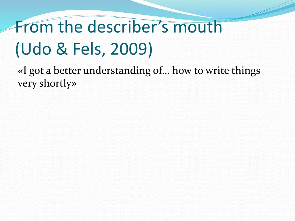 from the describer s mouth udo fels 2009