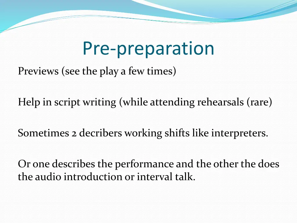 pre preparation