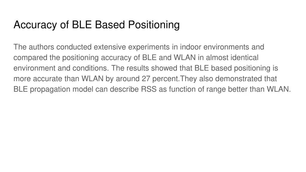 accuracy of ble based positioning