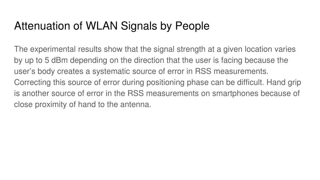 attenuation of wlan signals by people