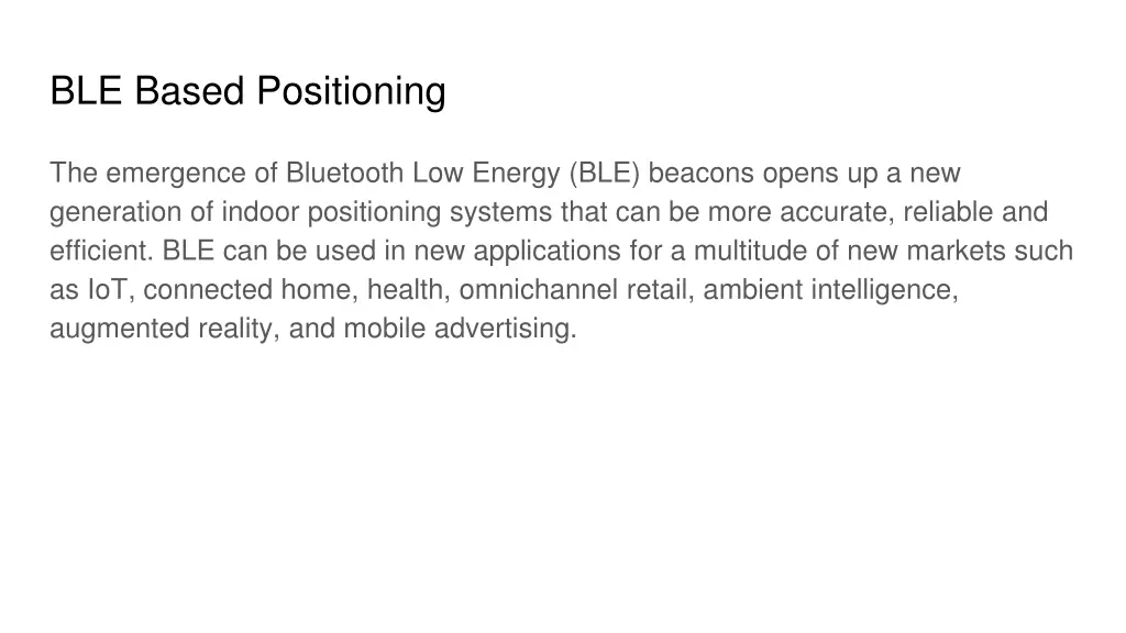 ble based positioning