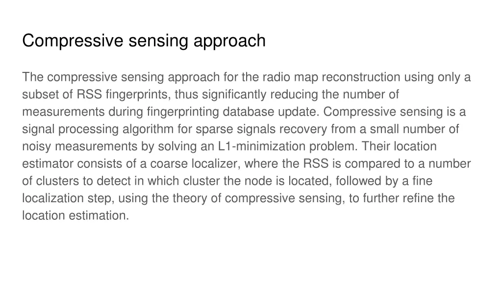 compressive sensing approach