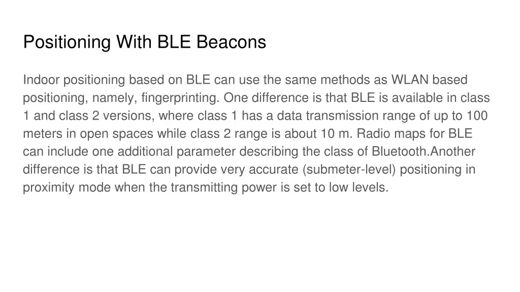 positioning with ble beacons