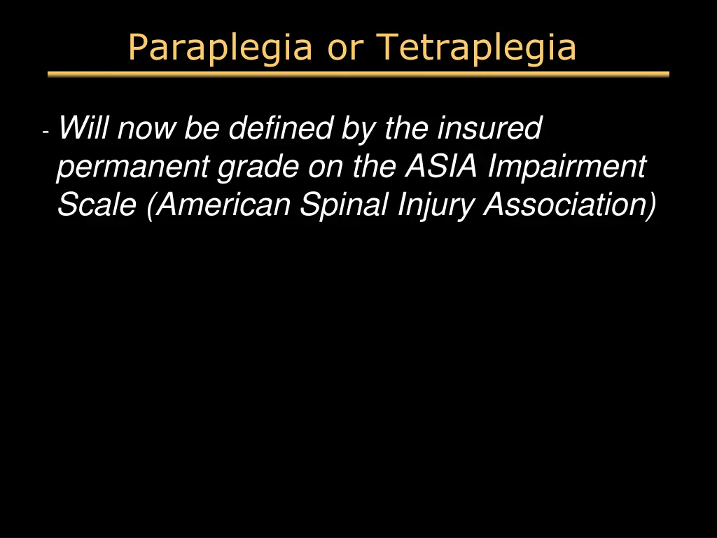 paraplegia or tetraplegia
