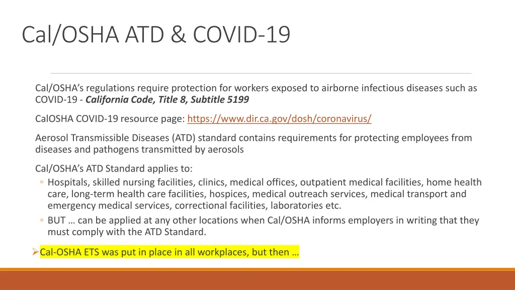 cal osha atd covid 19