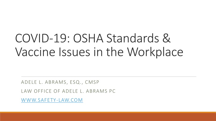 covid 19 osha standards vaccine issues