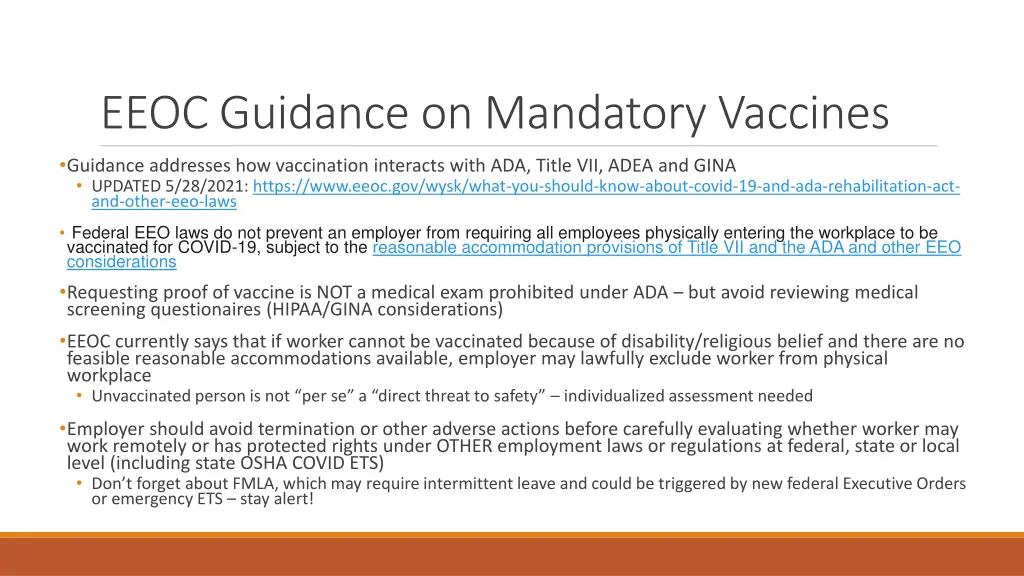 eeoc guidance on mandatory vaccines