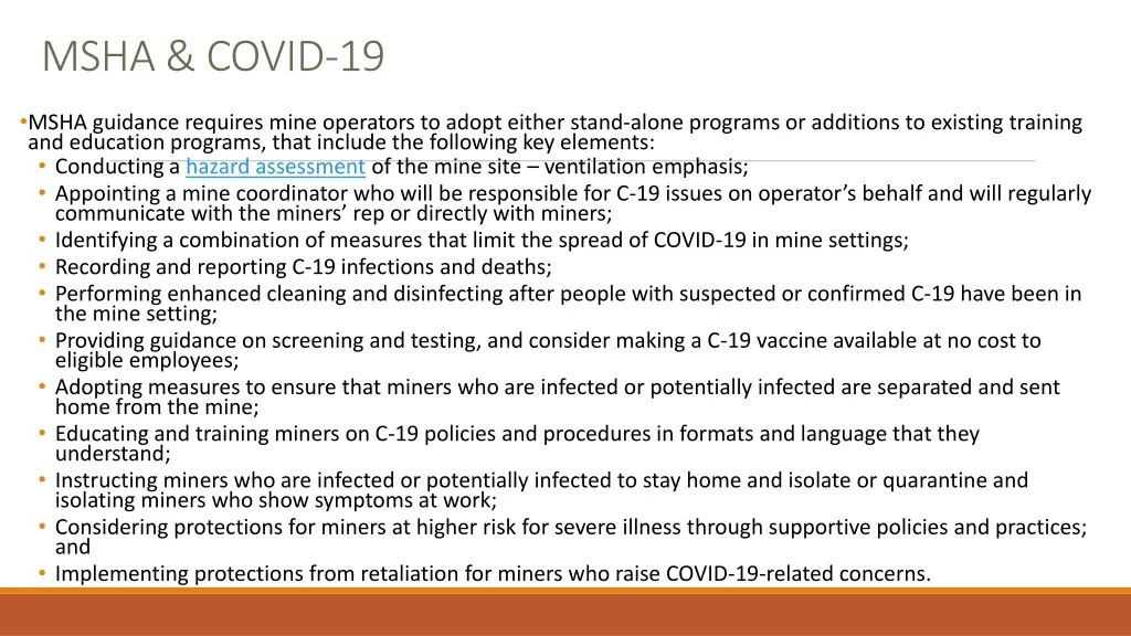 msha covid 19
