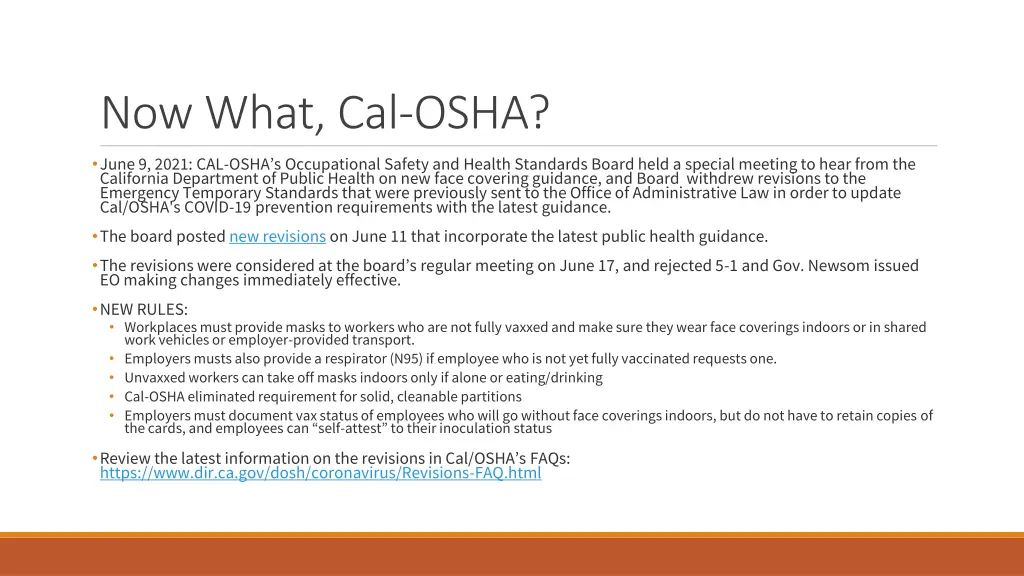 now what cal osha