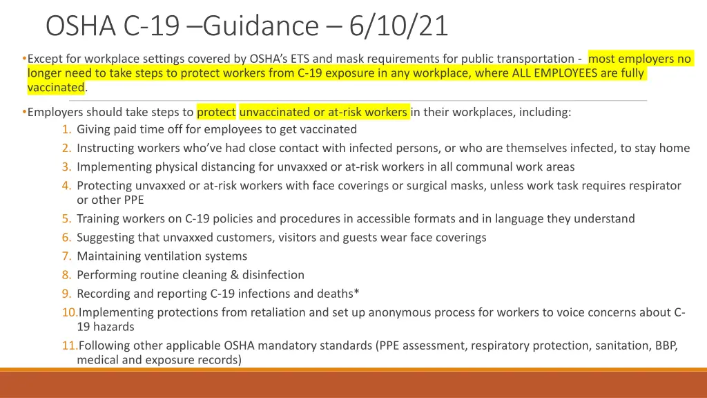 osha c 19 guidance 6 10 21