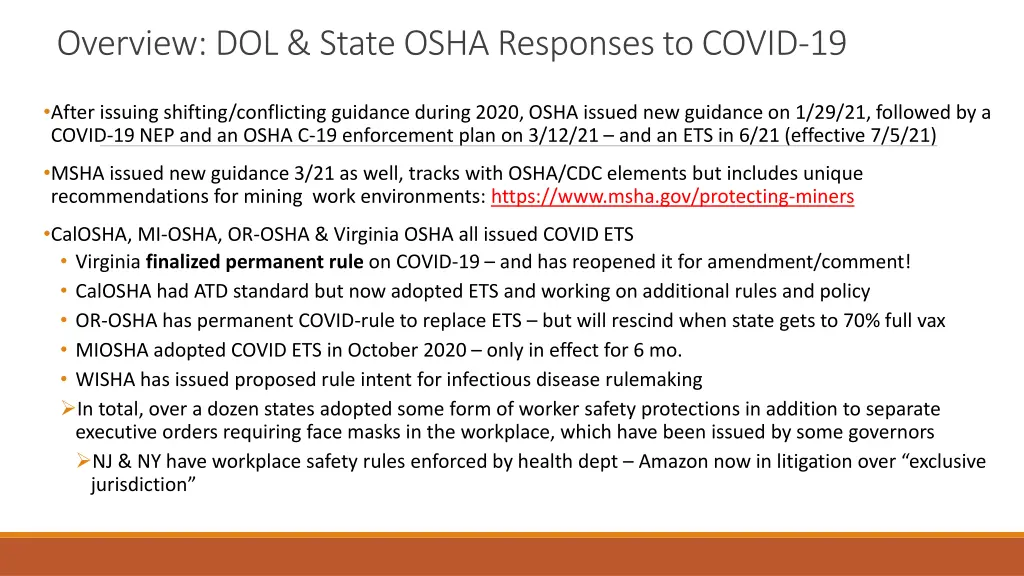 overview dol state osha responses to covid 19