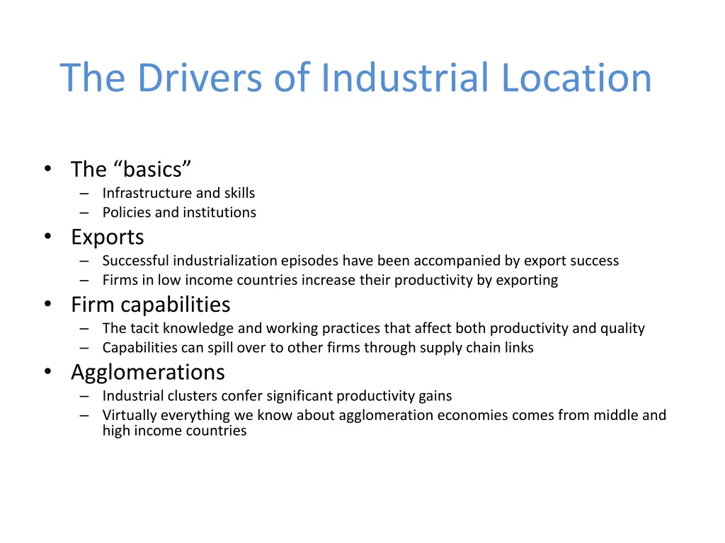 the drivers of industrial location