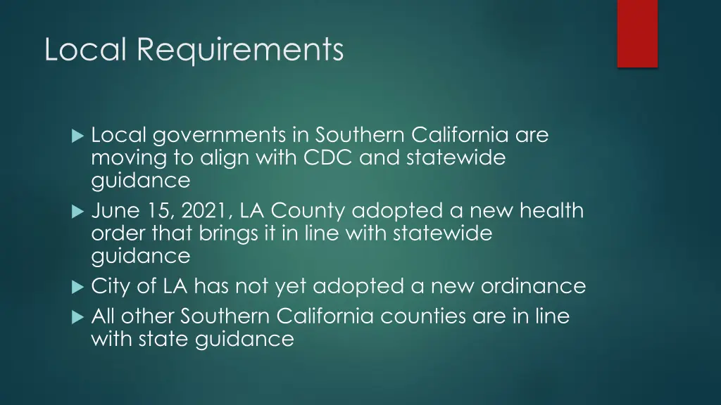 local requirements