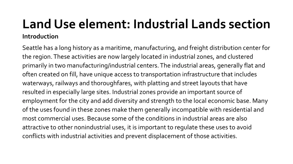 land use element industrial lands section