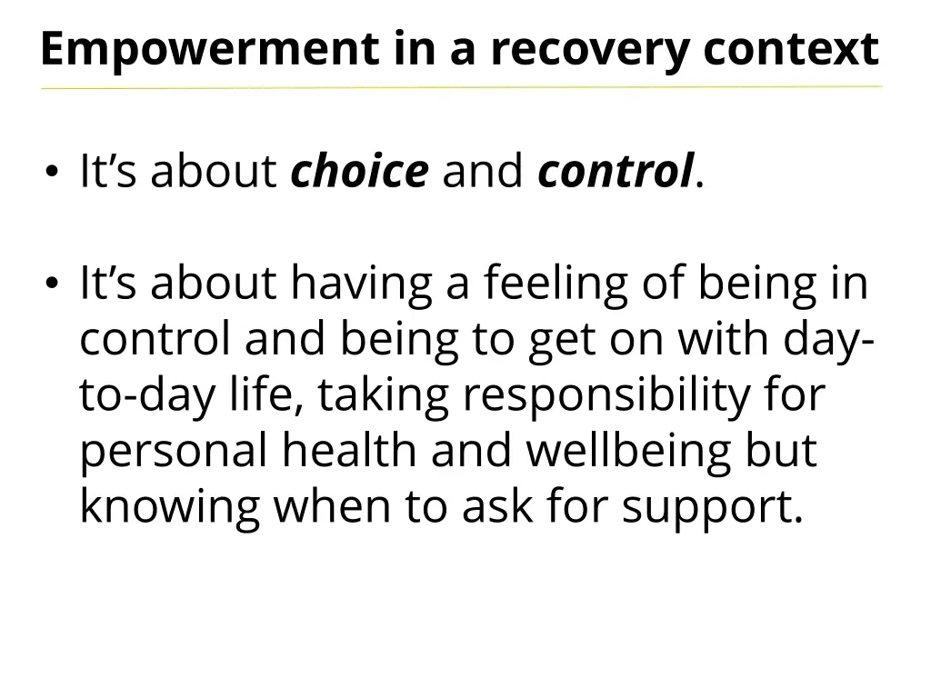 empowerment in a recovery context