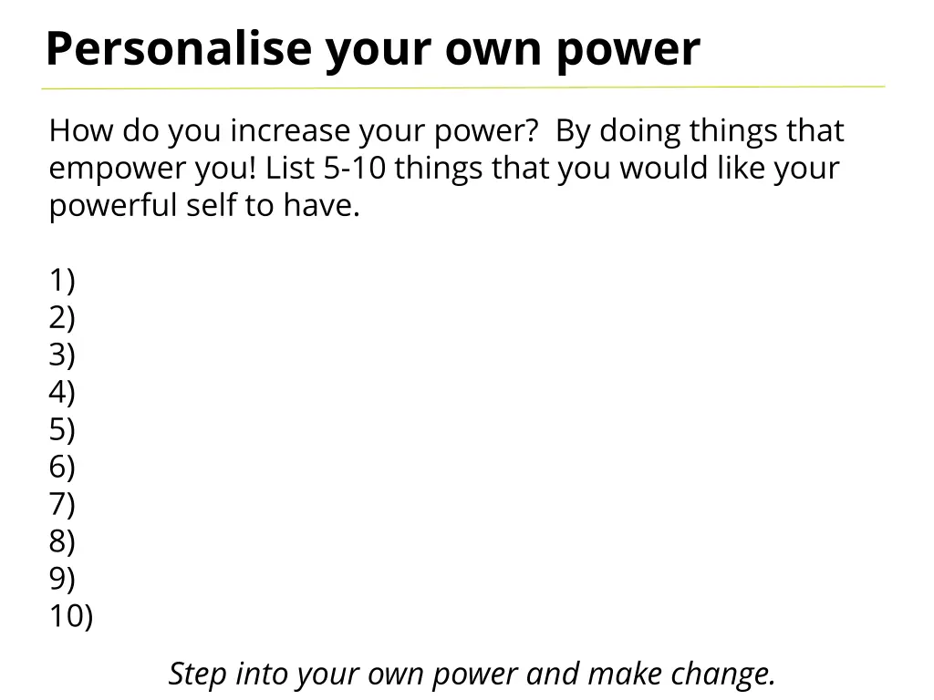 personalise your own power