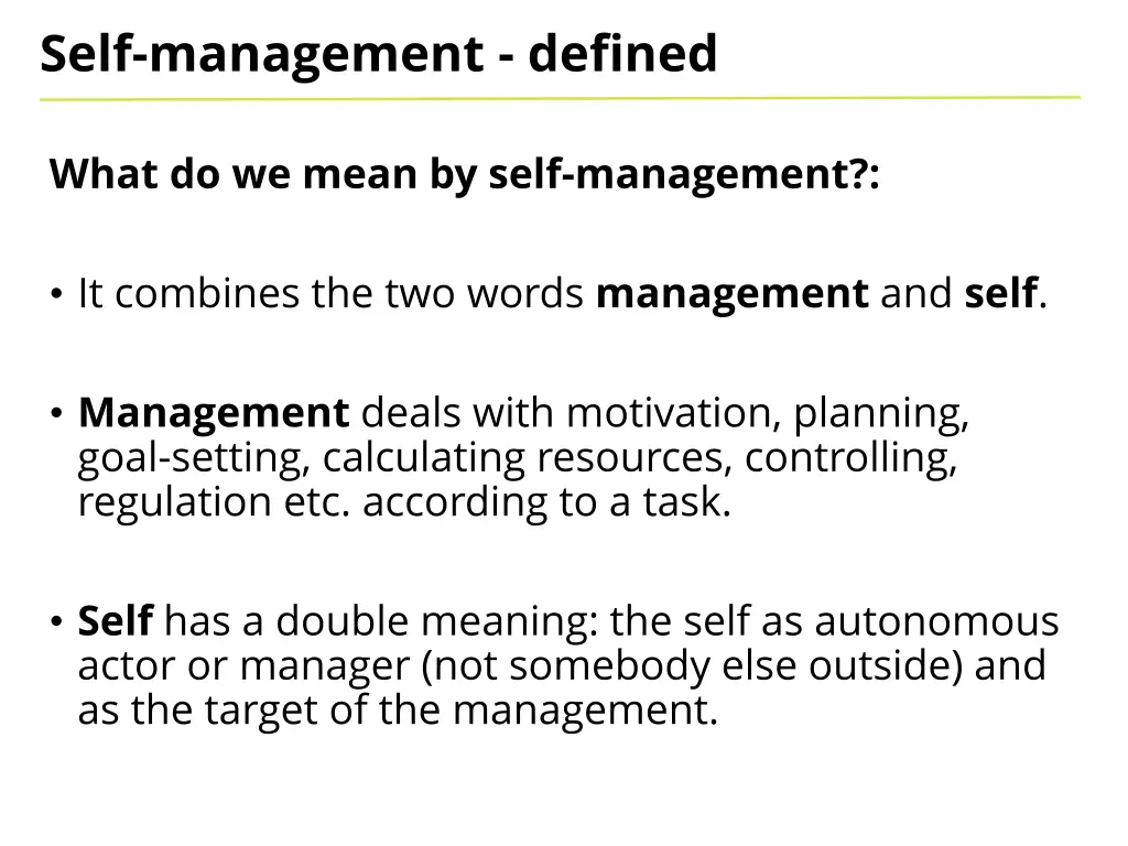 self management defined