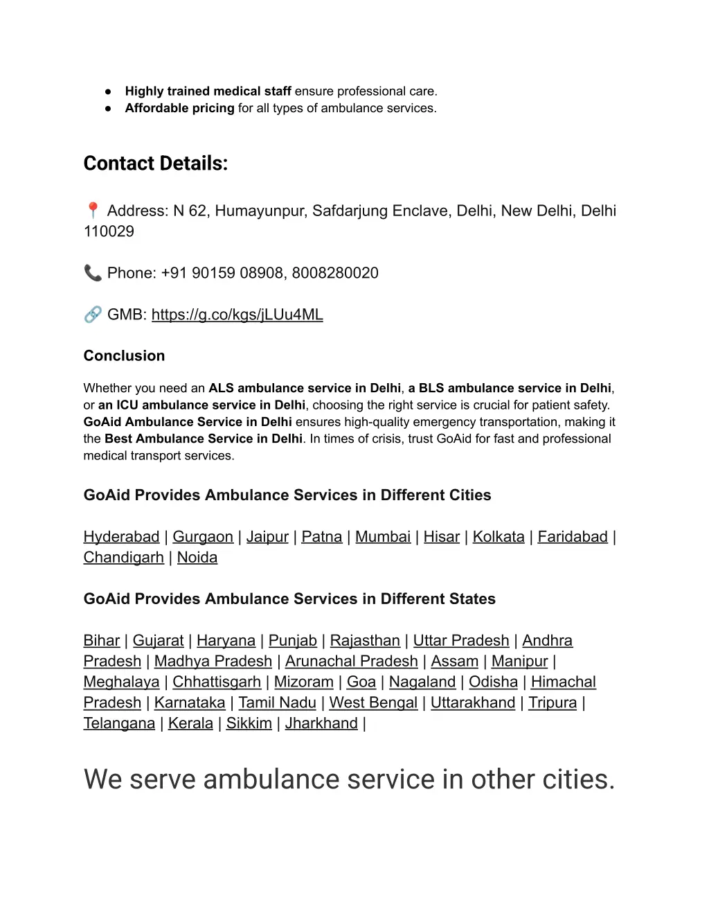 highly trained medical staff ensure professional