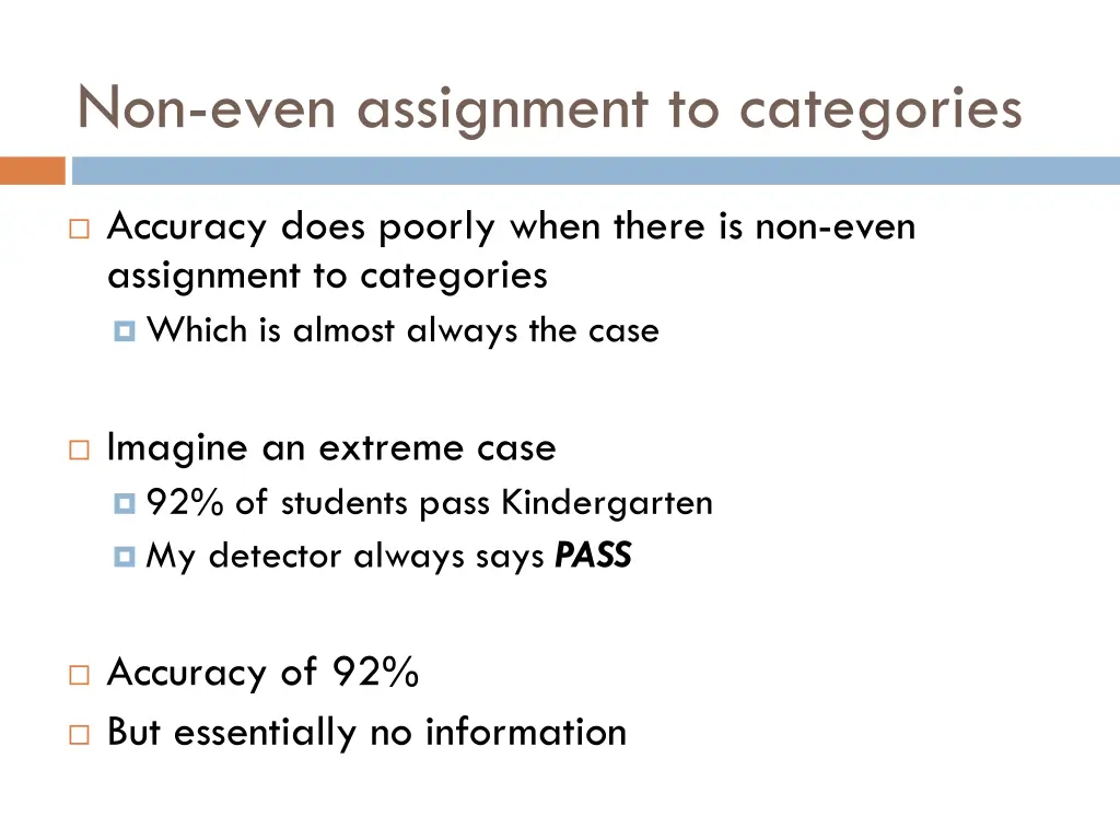 non even assignment to categories