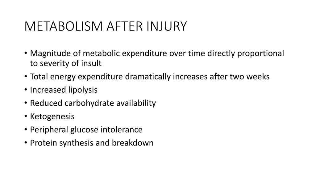 metabolism after injury